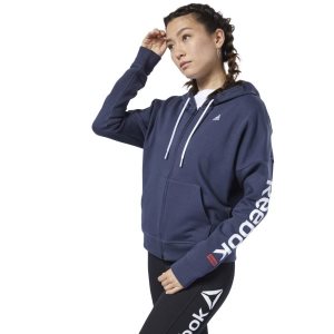 Bluza Damskie Reebok Training Essentials Full Zip Granatowe PL 01PRSLI